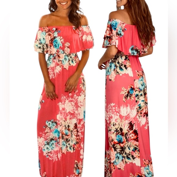 Dresses & Skirts - Off-Shoulder floral Maxi Dress
